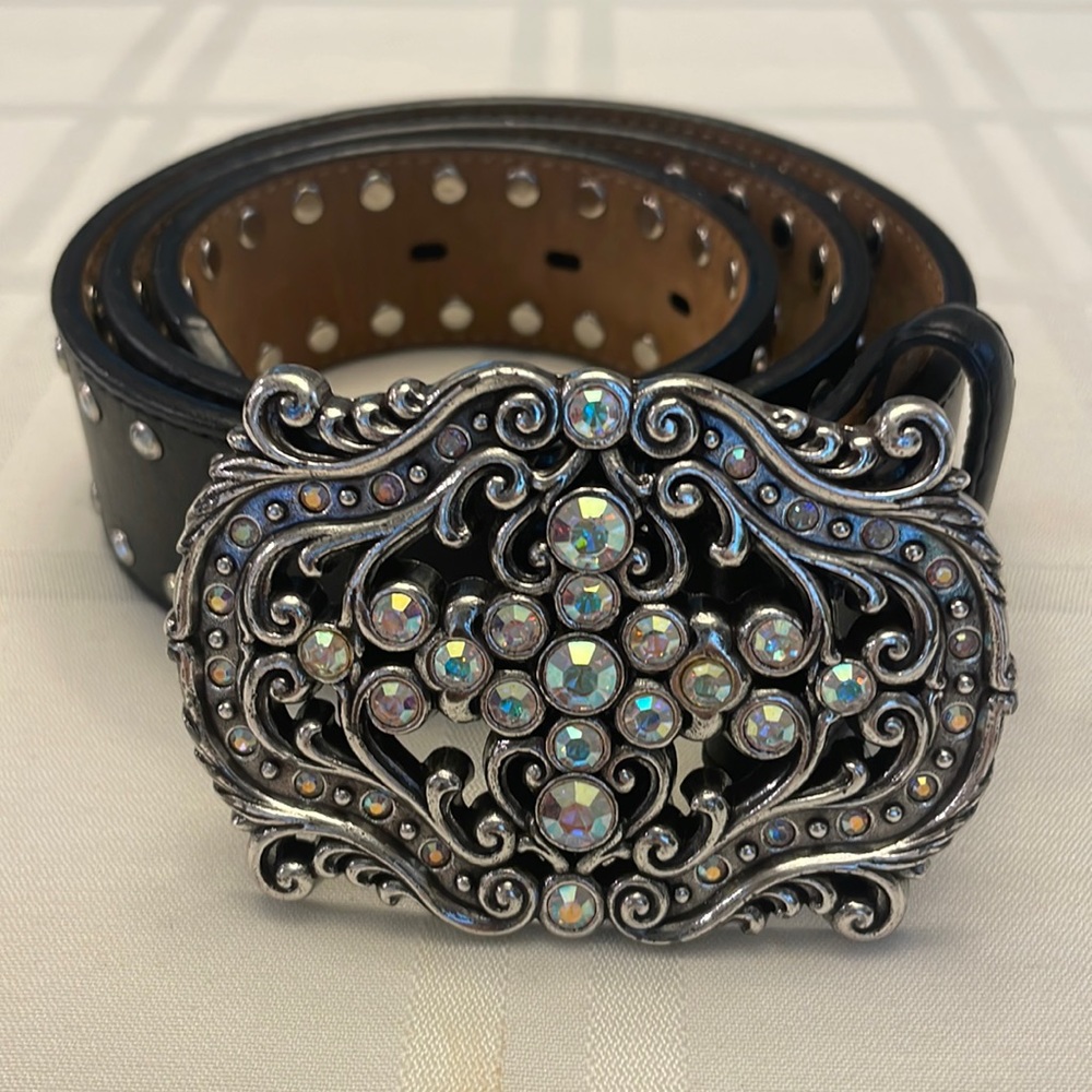 Brighton black belt, size 32 with rhinestones